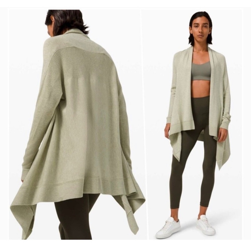 Lululemon Savasana Wrap Cardigan Sage‎ Green Cashmere Blend XL/XXL
